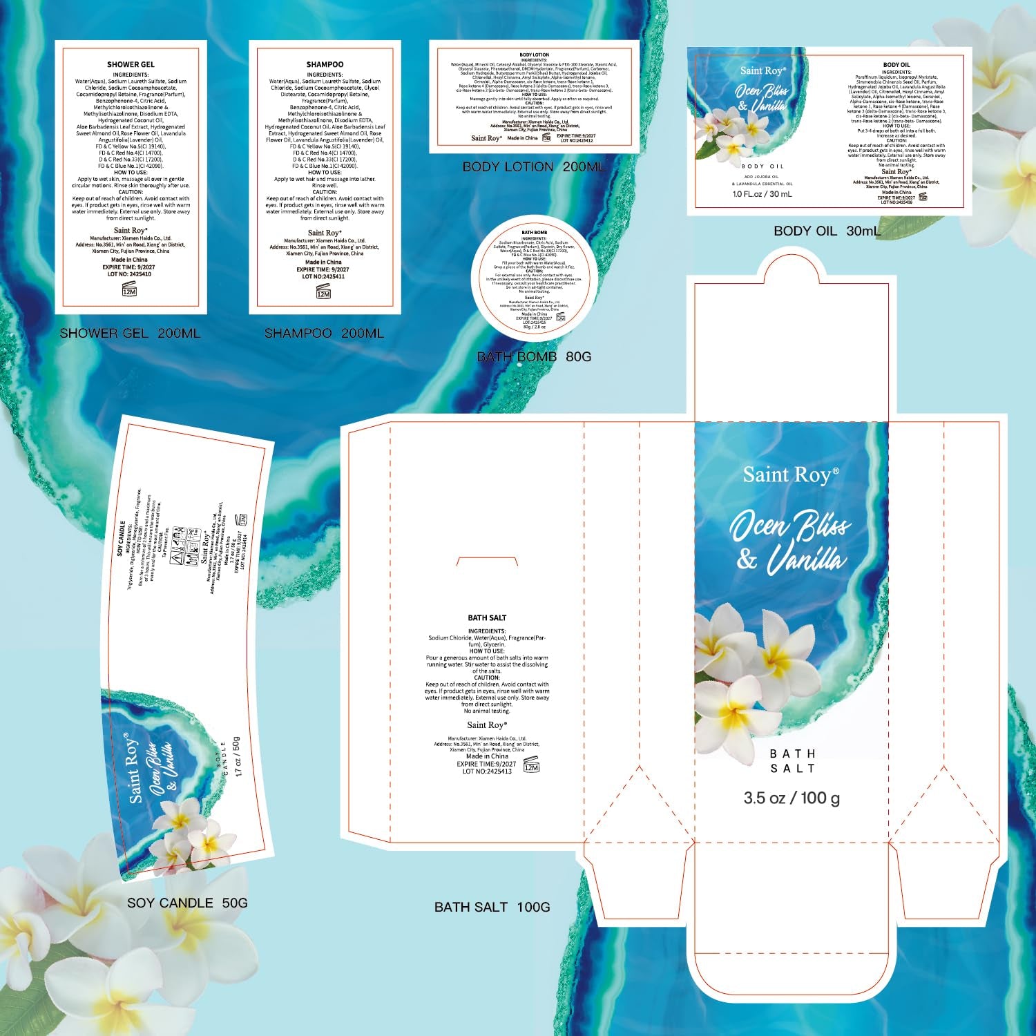 Birthday Gifts for Women, Luxury Home Spa Kit, 8Pcs Bath Gift Set Ocean & Vanilla, Gift Baskets for Women Unique with Bath Bombs, Sea Salt, Scented Candle, Body Lotion